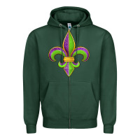 Sports Green mardi gras fleur de lis leopard Zipper Hoodie - Jasminsmagicworld
