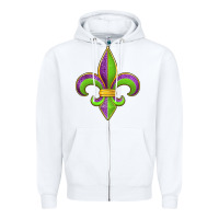 White mardi gras fleur de lis leopard Zipper Hoodie - Jasminsmagicworld