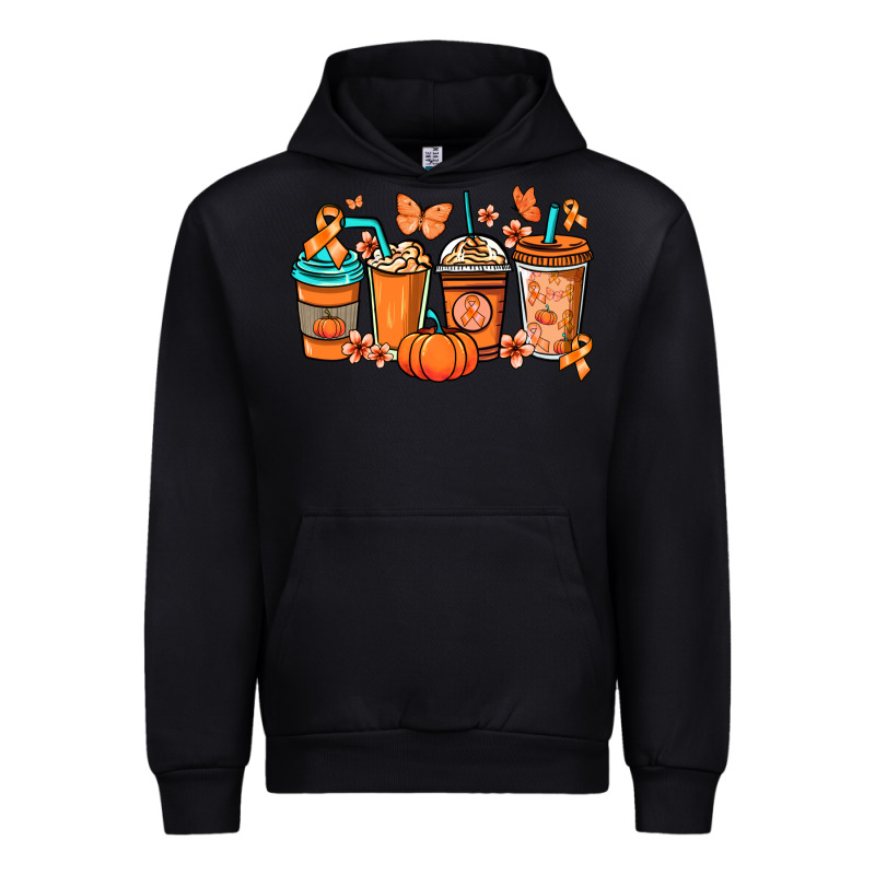 Kidney Cancer Coffee Cups Orange Ribbon Urban Hoodie by NancyCooperArtShop | Teevron