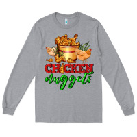 Heather Grey chicken nuggets Long Sleeve Tee - AdoDesignShop