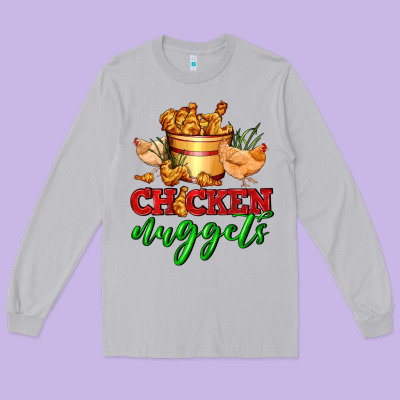 Chicken Nuggets Long Sleeve Tee Designed By Adodesignshop