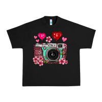 Black floral heart pink leopard vintage camera Urban Heavy Tee - FaDigitalArtStudio