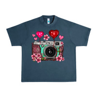Midnight Navy floral heart pink leopard vintage camera Urban Heavy Tee - FaDigitalArtStudio