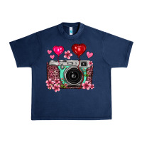 Navy floral heart pink leopard vintage camera Urban Heavy Tee - FaDigitalArtStudio