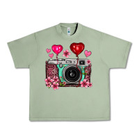 Oil Green floral heart pink leopard vintage camera Urban Heavy Tee - FaDigitalArtStudio
