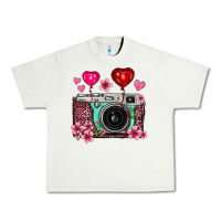 Pistachio floral heart pink leopard vintage camera Urban Heavy Tee - FaDigitalArtStudio