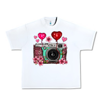 White floral heart pink leopard vintage camera Urban Heavy Tee - FaDigitalArtStudio