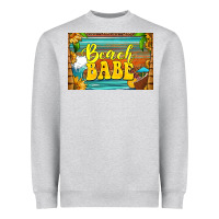 Heather Grey beach babe skinny metal can holder Heavyweight Sweatshirt - HRA Design Shop