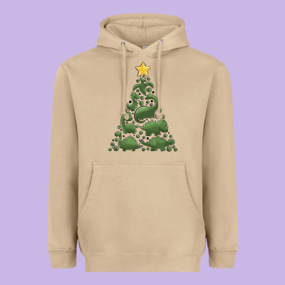 Dinosaur Christmas Tree Heavyweight Hoodie Designed By Maliassmallbusiness