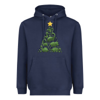 Navy dinosaur christmas tree Heavyweight Hoodie - MaliasSmallBusiness