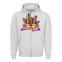 Dove Grey mardi gras carnival mask Zipper Hoodie - Jasminsmagicworld
