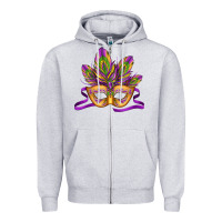 Heather Grey mardi gras carnival mask Zipper Hoodie - Jasminsmagicworld