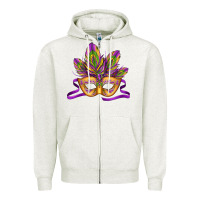 Oatmeal Heather mardi gras carnival mask Zipper Hoodie - Jasminsmagicworld