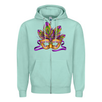 Seafoam mardi gras carnival mask Zipper Hoodie - Jasminsmagicworld