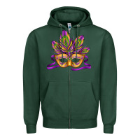 Sports Green mardi gras carnival mask Zipper Hoodie - Jasminsmagicworld