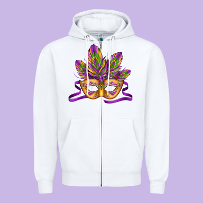 Mardi Gras Carnival Mask Zipper Hoodie Designed By Jasminsmagicworld