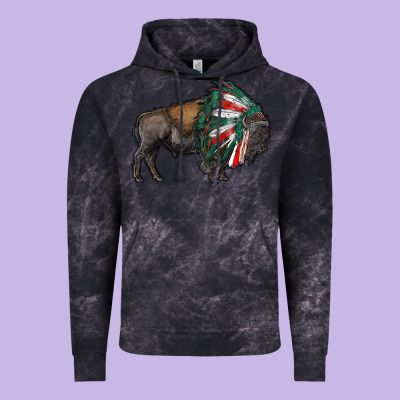 Mexican Bison With Indian Headdress Vintage Hoodie Designed By Ranaportraitstore