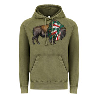 Vintage Olive mexican bison with indian headdress Vintage Hoodie - RanaPortraitStore