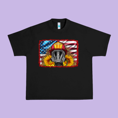 Firefighter Air Mask And Sunflower Urban Heavy Tee Designed By Hra Design Shop