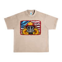 French Oak firefighter air mask and sunflower Urban Heavy Tee - HRA Design Shop