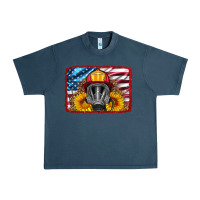 Midnight Navy firefighter air mask and sunflower Urban Heavy Tee - HRA Design Shop