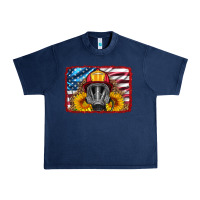 Navy firefighter air mask and sunflower Urban Heavy Tee - HRA Design Shop
