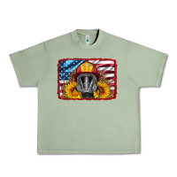 Oil Green firefighter air mask and sunflower Urban Heavy Tee - HRA Design Shop