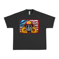 Pigment Black firefighter air mask and sunflower Urban Heavy Tee - HRA Design Shop