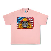 Salmon firefighter air mask and sunflower Urban Heavy Tee - HRA Design Shop