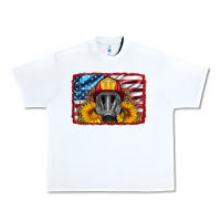 White firefighter air mask and sunflower Urban Heavy Tee - HRA Design Shop