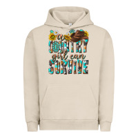 Pigment French Oak Western a Country Girl Can Survive Urban Hoodie - texasbilliewilder