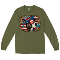 Army Green 4th of july cow Long Sleeve Tee - Jasminsmagicworld