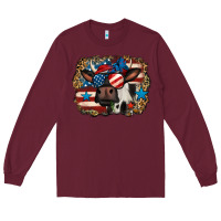 Burgundy 4th of july cow Long Sleeve Tee - Jasminsmagicworld