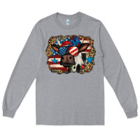 Heather Grey 4th of july cow Long Sleeve Tee - Jasminsmagicworld