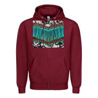 Burgundy western cowhide leopard turquoise fringed Zipper Hoodie - BarkalooDesign