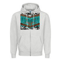 Dove Grey western cowhide leopard turquoise fringed Zipper Hoodie - BarkalooDesign