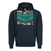 Navy western cowhide leopard turquoise fringed Zipper Hoodie - BarkalooDesign