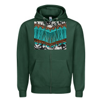 Sports Green western cowhide leopard turquoise fringed Zipper Hoodie - BarkalooDesign