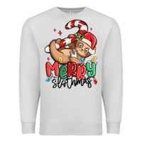 Dove Grey merry slothmas Premium Sweatshirt - MaliasSmallBusiness