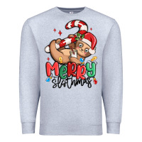 Heather Grey merry slothmas Premium Sweatshirt - MaliasSmallBusiness