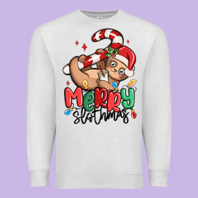 Merry Slothmas Premium Sweatshirt Designed By Maliassmallbusiness