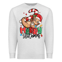 Oatmeal Heather merry slothmas Premium Sweatshirt - MaliasSmallBusiness