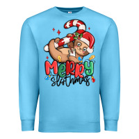 Ocean Blue merry slothmas Premium Sweatshirt - MaliasSmallBusiness