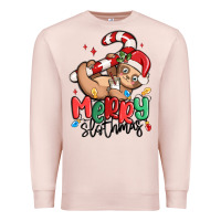 Pale Pink merry slothmas Premium Sweatshirt - MaliasSmallBusiness