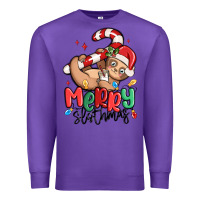 Purple merry slothmas Premium Sweatshirt - MaliasSmallBusiness