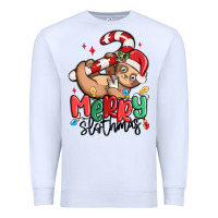 White merry slothmas Premium Sweatshirt - MaliasSmallBusiness