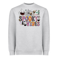 Heather Grey spooky vibes Heavyweight Sweatshirt - CowhideDigitalArt