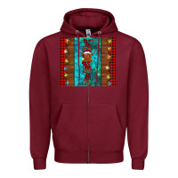 Burgundy nana highland cow Christmas Zipper Hoodie - BarkalooDesign