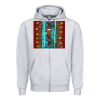 Heather Grey nana highland cow Christmas Zipper Hoodie - BarkalooDesign