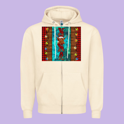 Nana Highland Cow Christmas Zipper Hoodie Designed By Barkaloodesign
